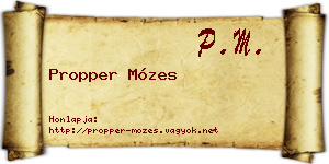 Propper Mózes névjegykártya